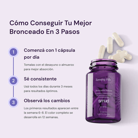 Smud Tanning Pills (60 días) | Cápsulas de bronceado natural
