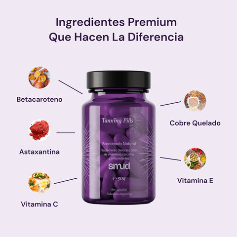 Smud Tanning Pills (60 días) | Cápsulas de bronceado natural